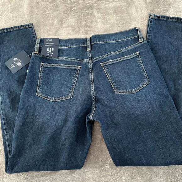 NWT Gap Girlfriend Jeans Women's size 10/30 Tall Long Dark Wash - Picture 5 of 7